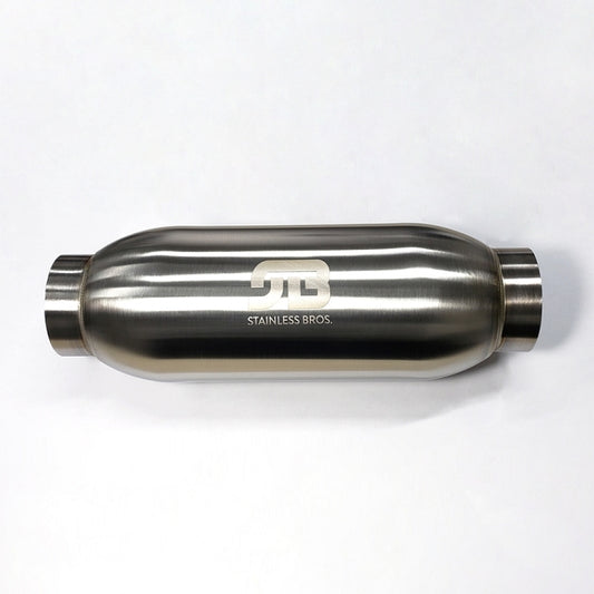 Stainless Bros 3.5in In/Out SS304 Oval Resonator 4.5in x 6in Body x 12in OAL