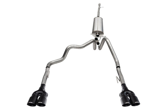 Corsa 19-25 GMC Sierra 1500 Cat-Back Dual Rear Exit with Twin 4in Black Powder Coat Pro-Series Tips