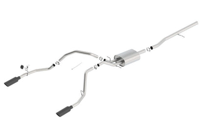 Borla 14 Silv/Sierra 1500 C/B Touring Exh/2.75in in Muffler 2.25inout 4inTIp SS Rear Exit-Blk Chrome