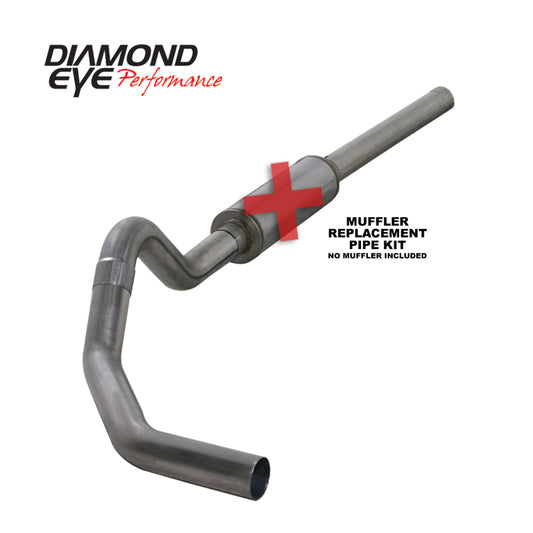 Diamond Eye KIT 4in Catback MFLR RPLCMENT PIPE Single SS: 2004.5-2007.5 DODGE CUMMINS 600
