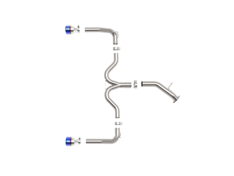 aFe Takeda 20-21 Kia Forte GT 1.6L (t) 3in to 2.5in SS Axle-Back Exhaust System w/ Blue Flame Tips