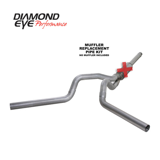 Diamond Eye KIT 4in Catback MFLR RPLCMENT PIPE DUAL AL: 94-97 FORD 7.3L F250/F350 PWRSTROKE