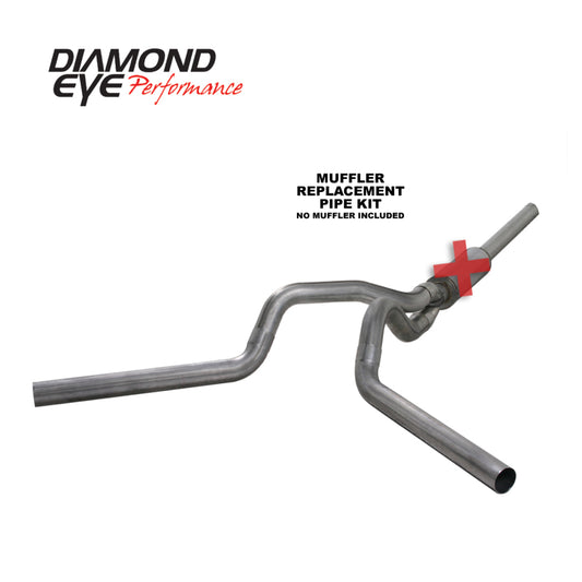 Diamond Eye KIT 4in Catback MFLR RPLCMENT PIPE DUAL SS: 2004.5-2007.5 DODGE CUMMINS 600