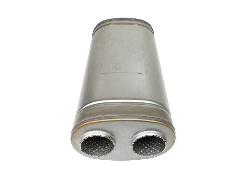 aFe MACH Force-Xp Muffler 2-1/2 IN Dual Inlet/Dual Outlet 5 IN H x 8 IN W x 18 IN L - Oval Body