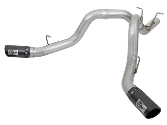 aFe ATLAS 4in DPF-Back Alum Steel Exhaust System w/Dual Exit Black Tip 2017 GM Duramax 6.6L (td)
