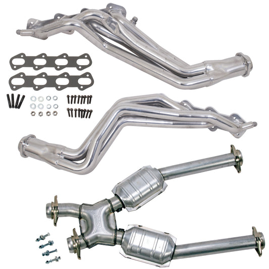 BBK 99-04 Ford Mustang Cobra/Mach1 1-5/8 Long Tube Header w/High Flow Catted X-Pipe (Silver Ceramic)