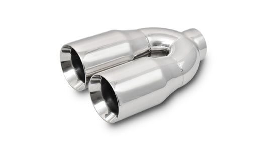 Vibrant 2.5in ID Dual 3.5in OD Round SS Tips (Double Wall, Straight Cut)