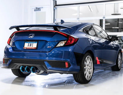 AWE 17-20 Honda Civic Si Touring Edition Triple Vapor Blue Exhaust w/ Front Pipe