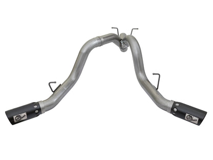 aFe LARGE BORE-HD 4in 409-SS DPF-Back Exhaust w/Dual Black Tips 2017 GM Duramax V8-6.6L (td) L5P