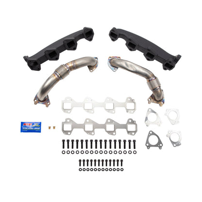 Wehrli 01-04 Duramax LB7 Billet Exhaust Manifold & SS Up Pipes w/ Gaskets and ARP Hardware
