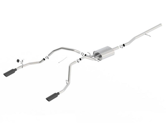 Borla 14 Silv/Sierra 1500 C/B Touring Exh/2.75in in Muffler 2.25inout 4inTIp SS Rear Exit-Blk Chrome
