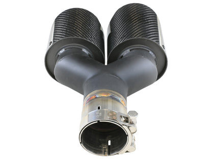 aFe Takeda 2.5in 304 Stainless Steel Clamp-on Exhaust Tip Passenger Side 2.5in Inlet 4inDual-Carbon