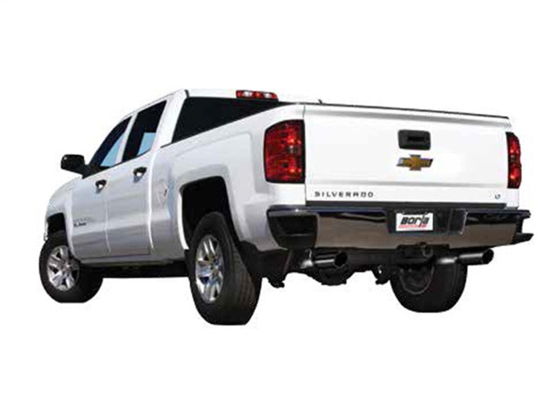 Borla 14 Sierra 1500 C/B S-Type Exhaust/2.75in Into Dual 2.25in Out 4in Split Rear Exit-Black Chrome