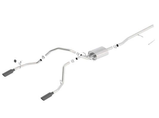 Borla 14 Silv/Sierra C/B Exhaust ATAK 1500 5.3L V8 AT/MT 2&4WD Ext Cab (78.7) WB - Black Chrome