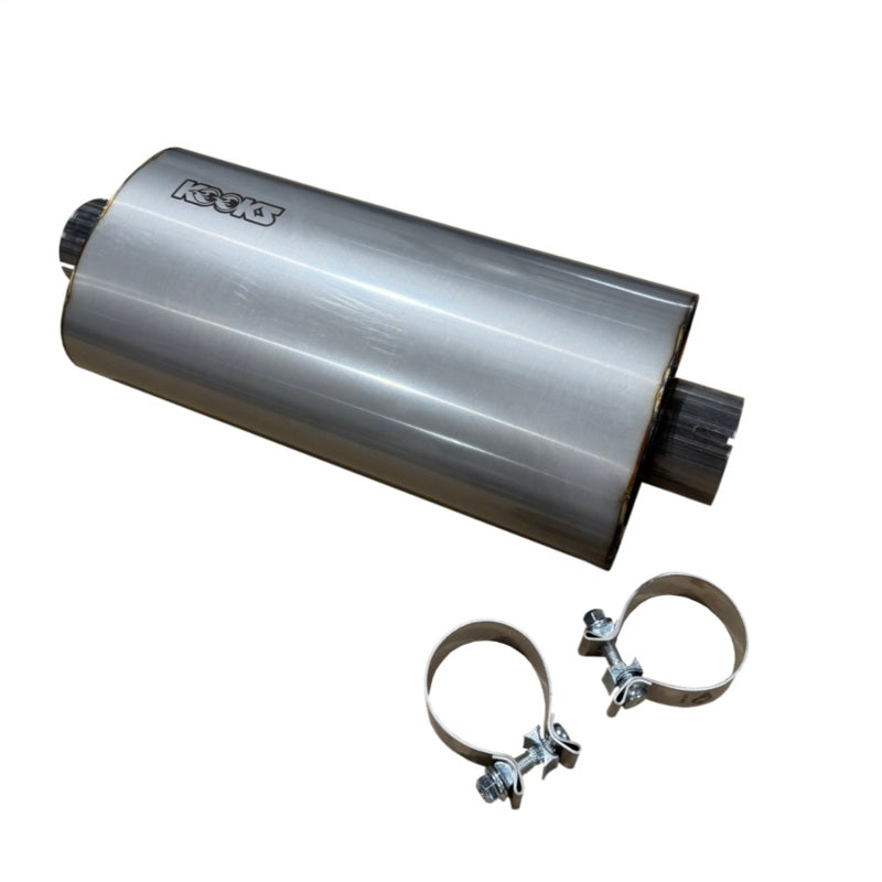 Kooks 3in Oval Clamp In Center/Center Muffler 18in Long Body Polished Stainless Steel