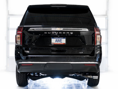 AWE Tuning 2021+ GMC Tahoe/Yukon 5.3L 0FG Side Exit Catback Exhaust - Chrome Silver Tips