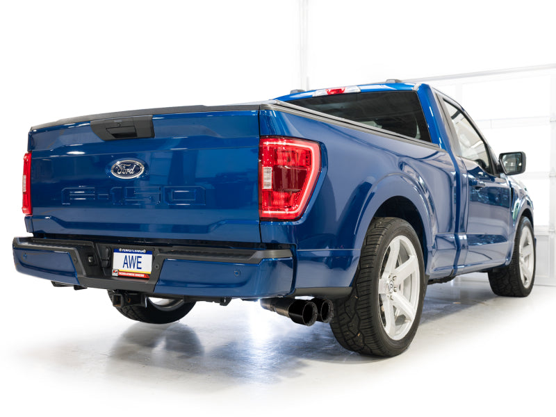 AWE 21-25 Ford F150 (14th Gen Reg Cab) Cat-Back Exhaust - 4.5in Dual Side Exit Diamond Black Tips
