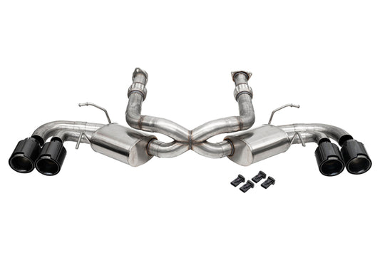 Corsa 20-25 Corvette C8 3in. Cat-Back 4.5in. Tips - Black PVD Carbon Fiber Tips