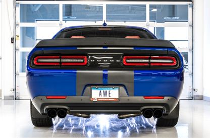 AWE Tuning 2015+ Dodge Challenger 6.4L/6.2L Non-Resonated Touring Edition Exhaust - Quad Black Tips