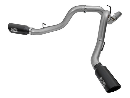 aFe LARGE Bore HD 4in Dual DPF-Back SS Exhaust w/Black Tip 16-17 GM Diesel Truck V8-6.6L (td) LML