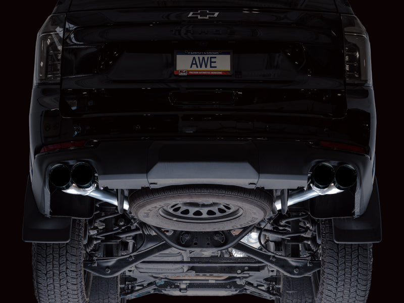 AWE Tuning 2021+ GMC Suburban/Yukon XL 5.3L 0FG Split Rear Exit Catback - Quad Diamond Blk Tips