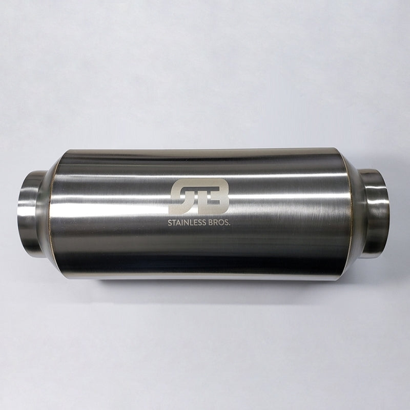 Stainless Bros SS304 Lightweight Race Muffler 7in OAL 3in Inlet/Outlet - Matte Finish