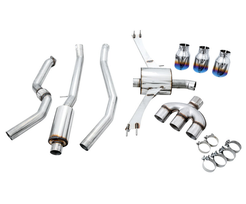 AWE 17-20 Honda Civic Si Touring Edition Triple Vapor Blue Exhaust w/ Front Pipe